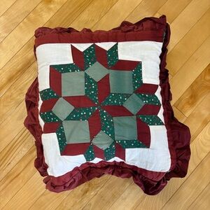 Quillow Christmas Red Green quilt that turns into a pillow